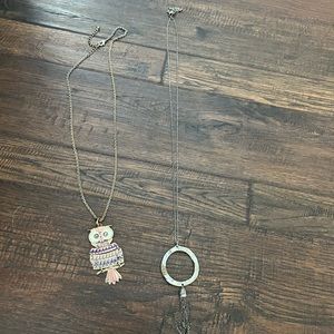 Owl and O Circle Necklaces